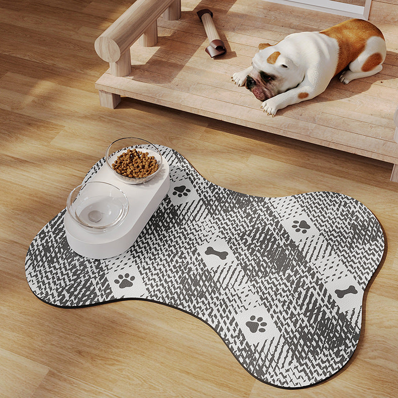 Black And White Pet Feeding Mat 35x50cm - Anti-Slip, Durable Diatom Mud Mat for Dogs and Cats, Easy to Clean