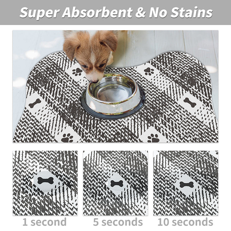Black And White Pet Feeding Mat 35x50cm - Anti-Slip, Durable Diatom Mud Mat for Dogs and Cats, Easy to Clean