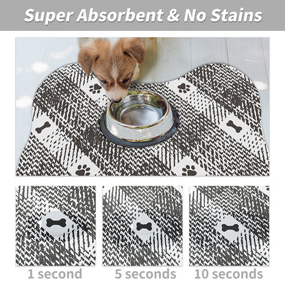Black And White Pet Feeding Mat 35x50cm - Anti-Slip, Durable Diatom Mud Mat for Dogs and Cats, Easy to Clean