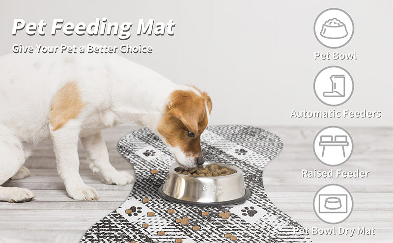 Black And White Pet Feeding Mat 50x70cm - Anti-Slip, Durable Diatom Mud Mat for Dogs and Cats, Easy to Clean