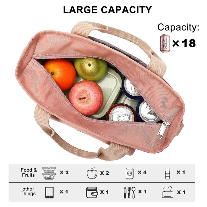 Black Spacious Insulated Lunch Bag - Wide Open Design, Removable Strap, Side Water Bottle Pockets - Perfect for Work, Picnic & Travel