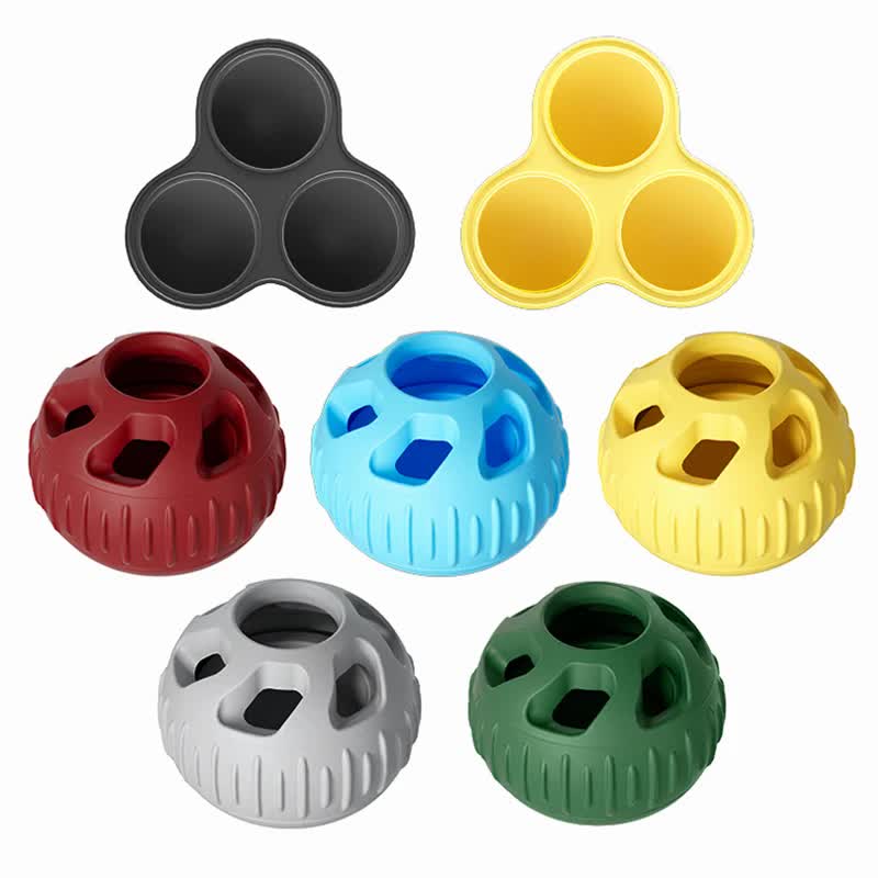 Blue Ball and Yellow Mold Pet Treat Dispensing Ball and Molding Set - Silicone Dog Chew Toy for Teeth Cleaning and Boredom Relief