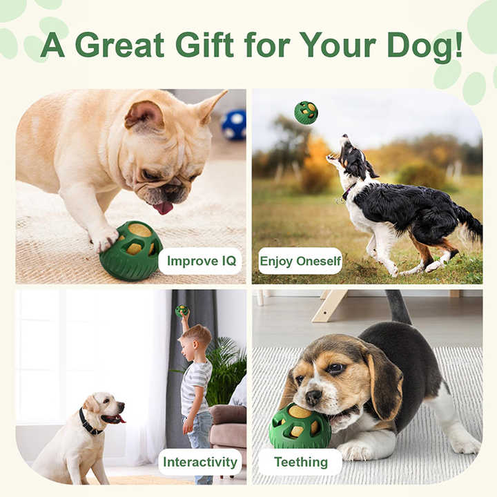 Grey Ball and Yellow Mold Pet Treat Dispensing Ball and Molding Set - Silicone Dog Chew Toy for Teeth Cleaning and Boredom Relief