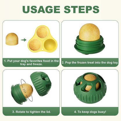 Grey Ball and Black Mold Pet Treat Dispensing Ball and Molding Set - Silicone Dog Chew Toy for Teeth Cleaning and Boredom Relief