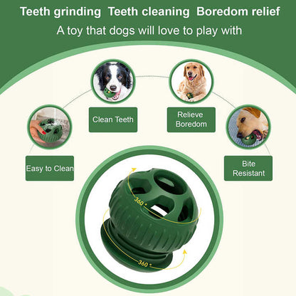 Red Ball and Yellow Mold Pet Treat Dispensing Ball and Molding Set - Silicone Dog Chew Toy for Teeth Cleaning and Boredom Relief