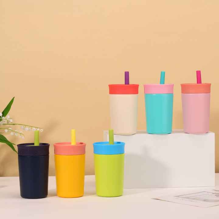 2 Pcs Pink 12oz Insulated Tumbler with Straw - 304 Stainless Steel, BPA-Free, Leak-Proof Coffee Mug for Hot and Cold Drinks