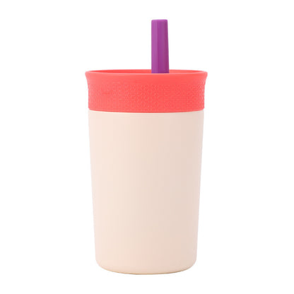 2 Pcs Beige 12oz Insulated Tumbler with Straw - 304 Stainless Steel, BPA-Free, Leak-Proof Coffee Mug for Hot and Cold Drinks
