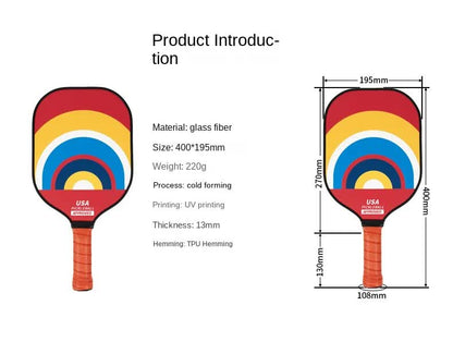 Style 4 Colorful Geometric Patterns Fiberglass Pickleball Paddle - Lightweight 220g with Anti-Slip TPU Grip for Outdoor Sports