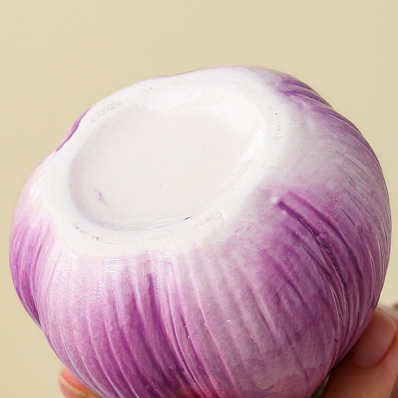 2 Pcs Purple Creative Onion-Shaped Ceramic Vase for Hydroponic Plants - Cute INS Style Floral Decor for Living Room or Office