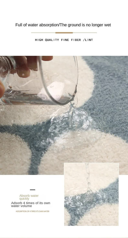 2 Pcs Blue And White Foot-Shaped Plush Bath Mat - Non-Slip Absorbent Bathroom Rug for Bedroom and Doorway (50x80cm)