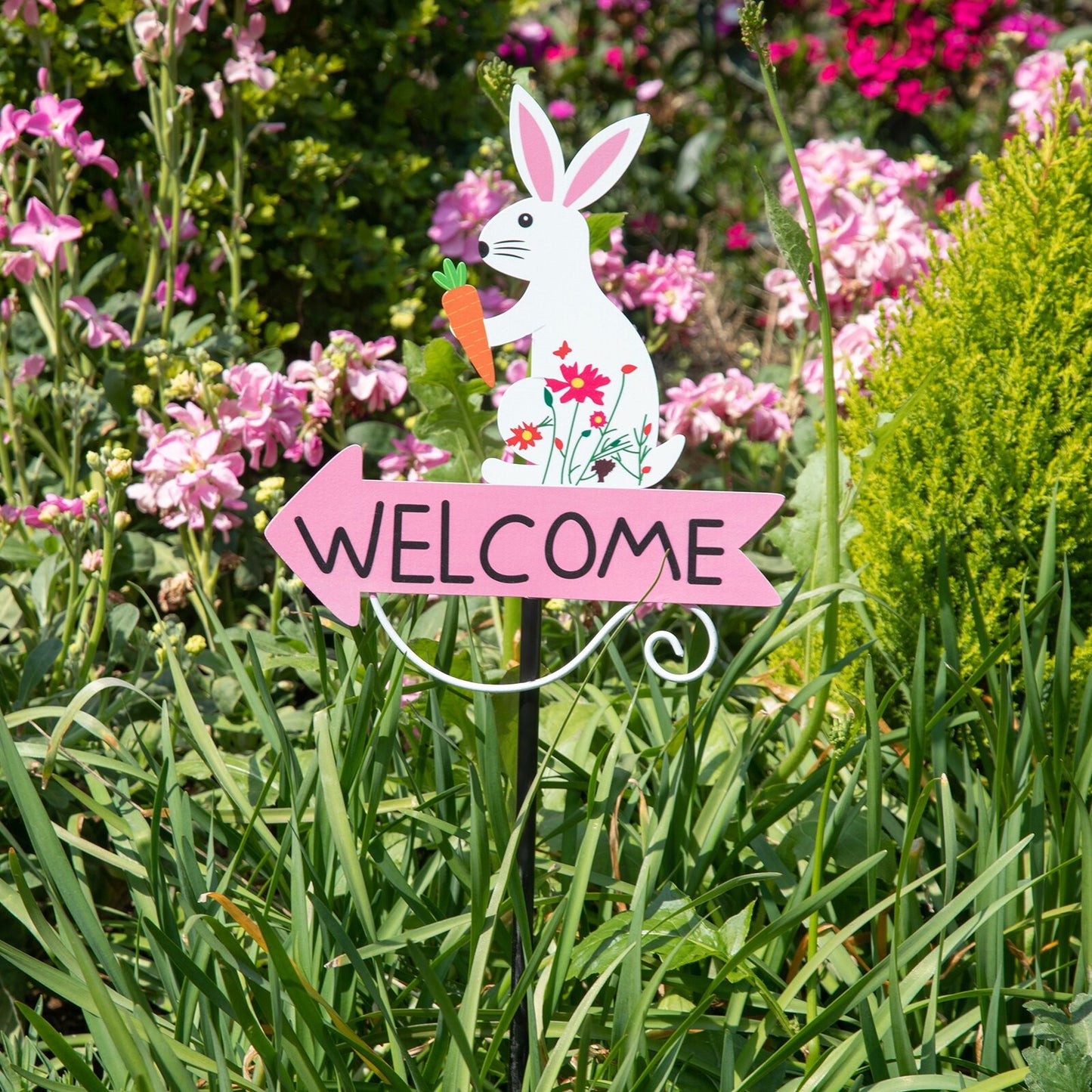 Red Ladybug Pattern Charming Metal Garden Stakes | Welcome Yard & Lawn Decor