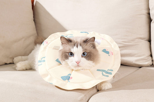 2 Pcs Size M Beige Comfortable Pet Recovery Collar | Waterproof Anti-Lick Collar for Cats & Dogs