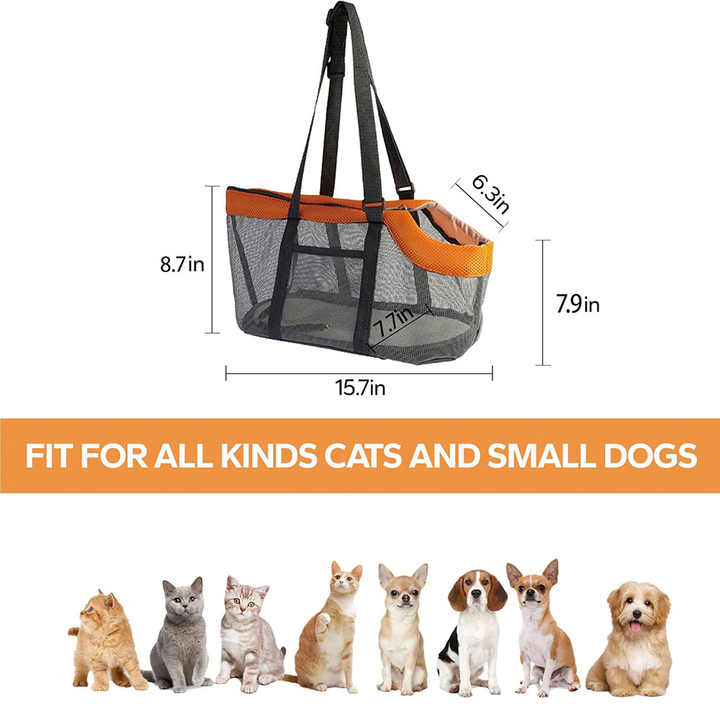 Red And Grey Lightweight Breathable Mesh Pet Carrier Handbag - Portable Travel Tote for Small Dogs & Cats up to 8kg