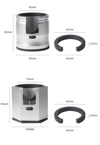 Dark Grey Round Professional Aluminum Espresso Tamping Station - Adjustable Portafilter Holder Stand