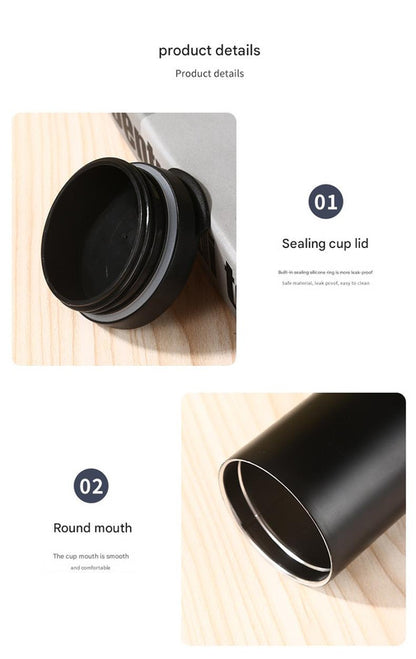 White Sleek Insulated Stainless Steel Coffee Tumbler Set (400ml & 500ml) - One-Touch Lid Travel Mugs