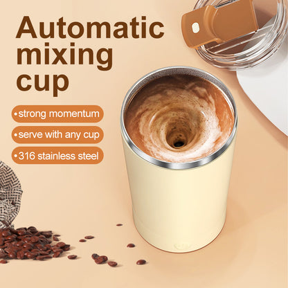 Dark Blue 316 Stainless Steel Rechargeable Electric Self-Stirring Mug - 420ml Automatic Mixing Cup with Magnetic Rotor