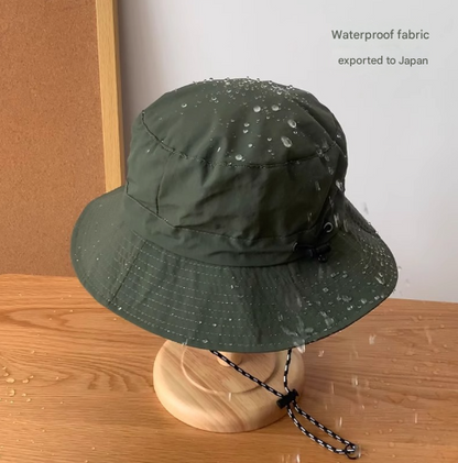 Green 2pcs Waterproof Bucket Hat - Foldable Outdoor Sun Hat - 55-59cm - with Chinstrap