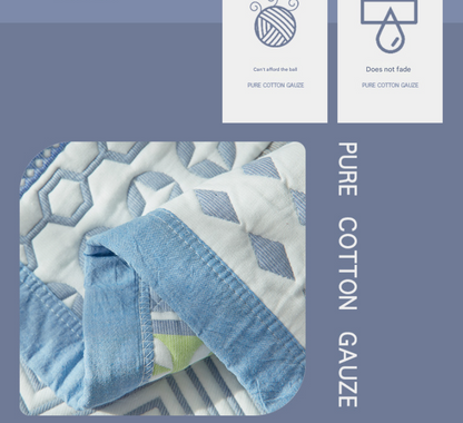 Orange Blue Premium 6-Layer Cotton Gauze Pillowcase Pair - Ultra Soft & Breathable (56x80cm)