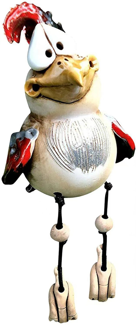 Red Quirky Resin Rooster Figurine Set (2-Pack) - Novelty Chicken Home Decor Ornaments