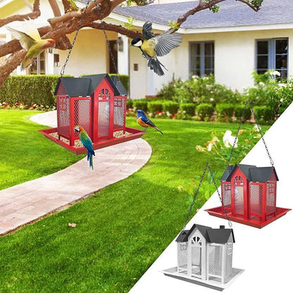 Charming House-Shaped Hanging Bird Feeder - Durable Metal Design for Wild Birds(yellow)