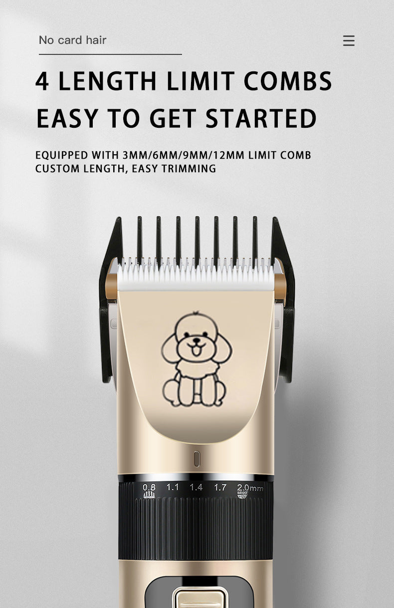 Professional Pet Grooming Hair Clipper Kit - Rechargeable, Low Noise, with Ceramic Blades & 5-Speed Adjustment(White)