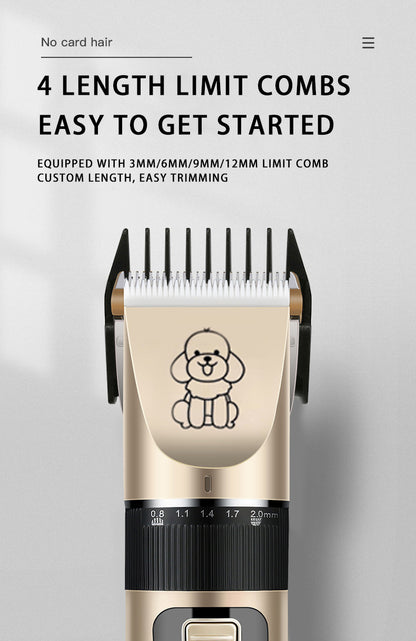 Professional Pet Grooming Hair Clipper Kit - Rechargeable, Low Noise, with Ceramic Blades & 5-Speed Adjustment(White)