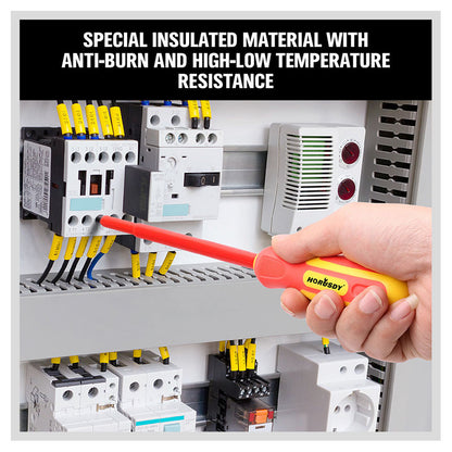 6-Piece Insulated Screwdriver Set - 1000V Rated, CR-V Steel with Magnetic Tips & Wall Rack