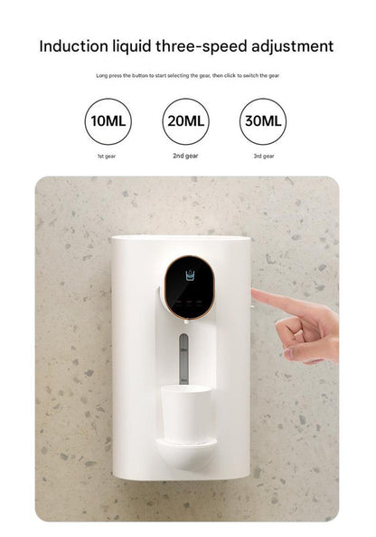 Smart Automatic Mouthwash Dispenser - Wall-Mounted, 3 Adjustable Levels, LED Display & Magnetic Cups(Black)