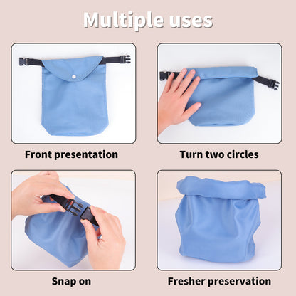 2-pcs Khaki Portable Pet Food Storage Bag - Roll Top Treat Pouch for Travel & Walks