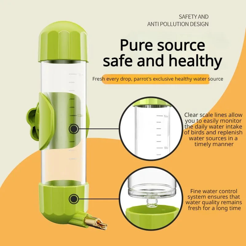 White Automatic Bird Water Feeder Bottle (200ml) - Leakproof No-Drip Dispenser for Parrots