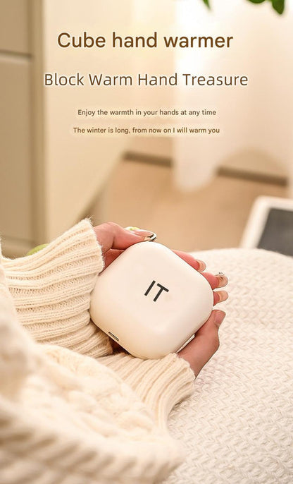 Green Cute Block Hand Warmer - Fast Heating Portable Electric Warmer with Lanyard
