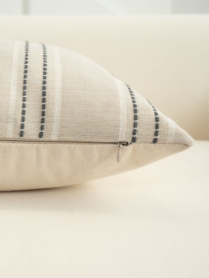 Textured Vertical Striped Pillowcases - Scandinavian Home Decor Accents (Grey Stripes Pair - 45x45cm)