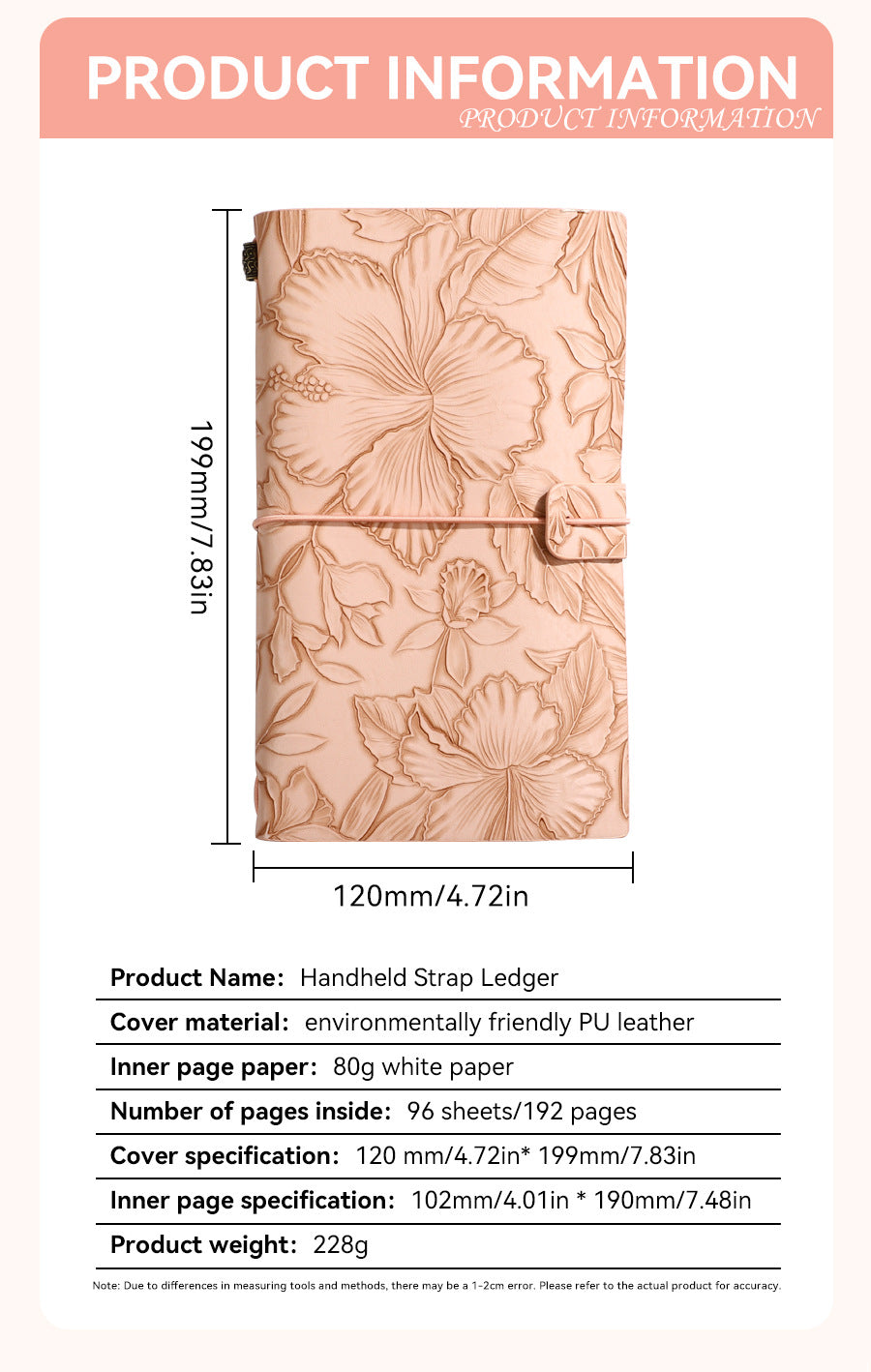Purple 2-Pack Vintage Floral Embossed PU Leather Journals - 192 Pages Each