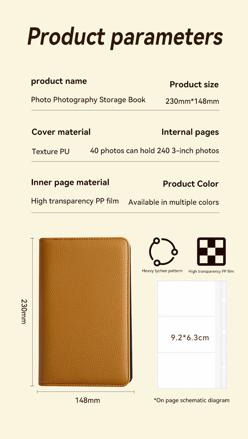 Green PU Leather Zippered Photo Album - Holds 240 3" Prints