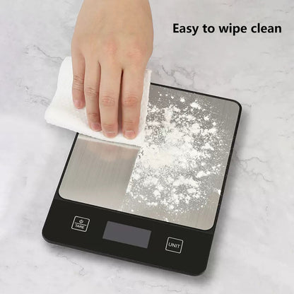 Black Digital Kitchen Scale - Stainless Steel Food Scale for Baking & Cooking (10kg/1g)