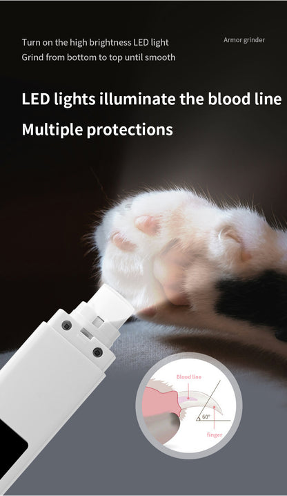 Black Professional Pet Nail Grinder Kit - LCD, LED, Laser, for Dogs & Cats
