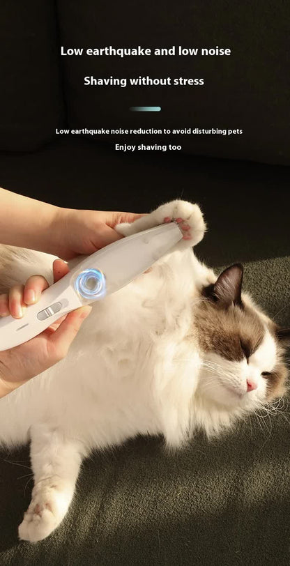 Green Rechargeable Pet Grooming Clipper with Built-in Vacuum - Low Noise Hair Trimmer for Dogs & Cats