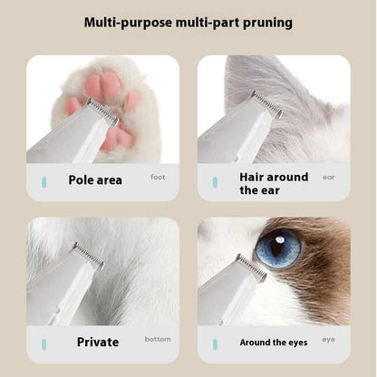 White Rechargeable Pet Grooming Clipper with Built-in Vacuum - Low Noise Hair Trimmer for Dogs & Cats
