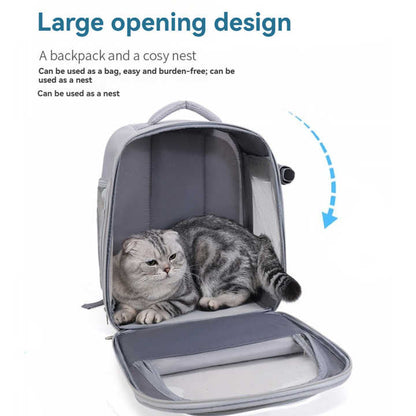 Beige And Pink Spacious Pet Carrier Backpack with Clear Window - Comfortable Travel Bag for Cats & Small Dogs