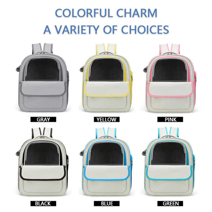 Beige And Yellow Spacious Pet Carrier Backpack with Clear Window - Comfortable Travel Bag for Cats & Small Dogs