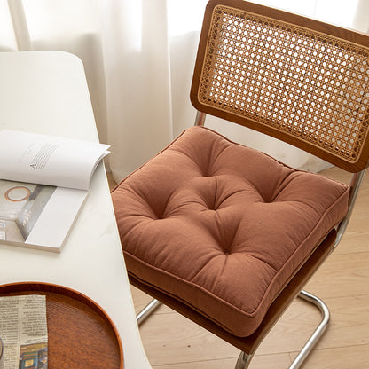 Orange Soft And Thick Seat Cushion - Cotton Linen Blend Chair Pad with Ties - 43x43cm