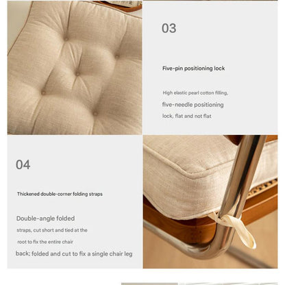Beige Soft And Thick Seat Cushion - Cotton Linen Blend Chair Pad with Ties - 43x43cm