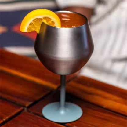 2 Pcs White Detachable Stainless Steel Wine Glass - 14oz (420ml) Portable Stemmed Goblet for Outdoors & Travel