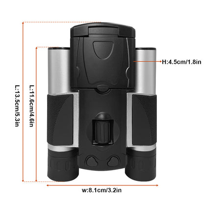 Silver and Black HD Digital Camera Binoculars 8X Zoom - Record Video & Photos with LCD Screen, Starlight Night Vision for Outdoors