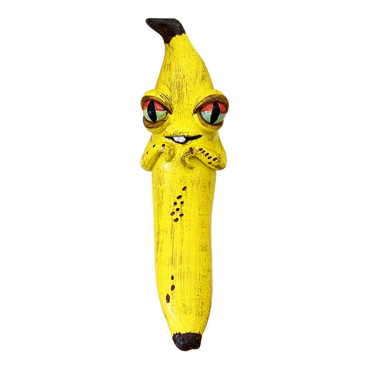3 Pcs Style 2 Yellow Whimsical Magic Banana Monster Figurine - Quirky Resin Art Decor for Home & Party
