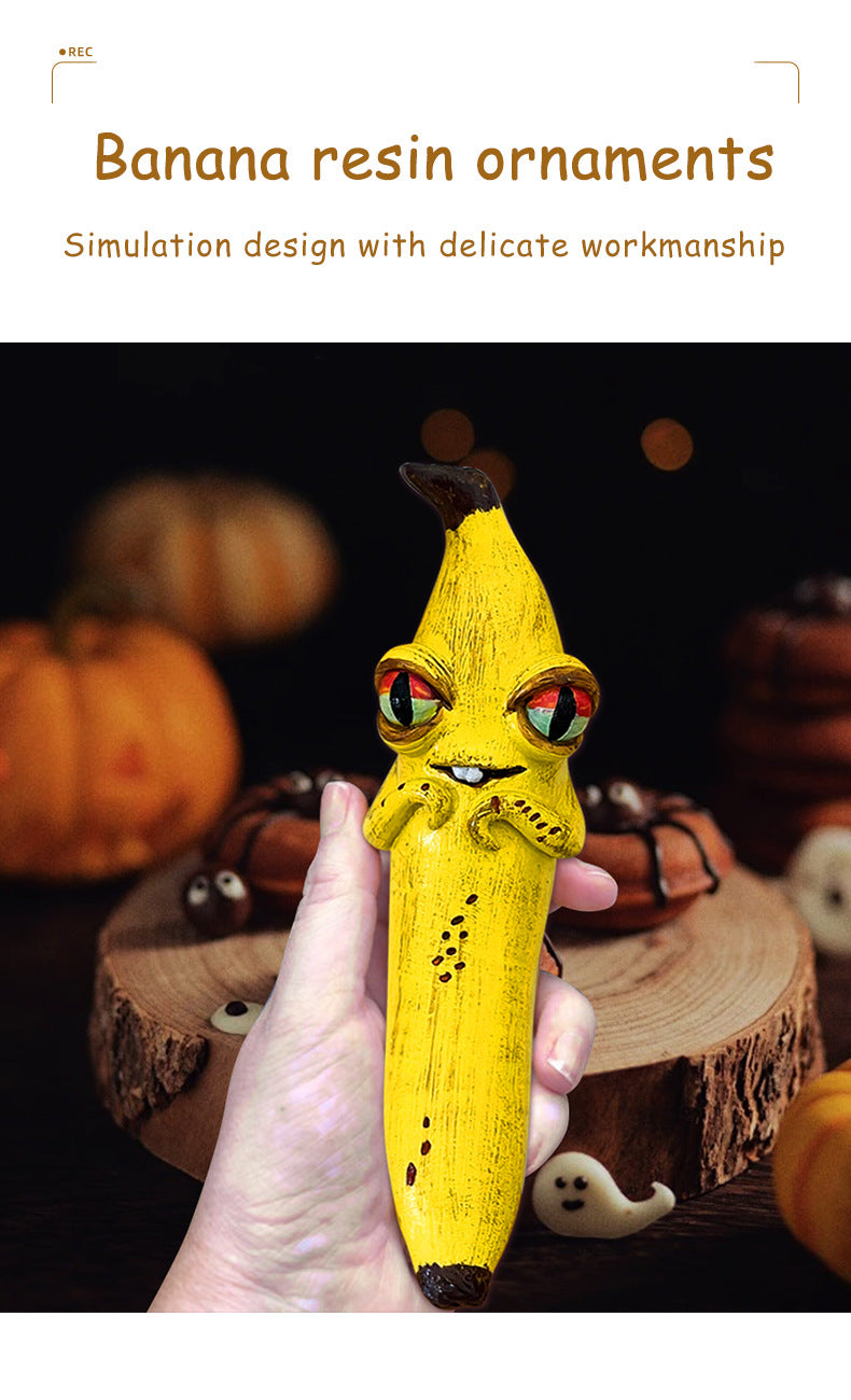 3 Pcs Style 2 Yellow Whimsical Magic Banana Monster Figurine - Quirky Resin Art Decor for Home & Party