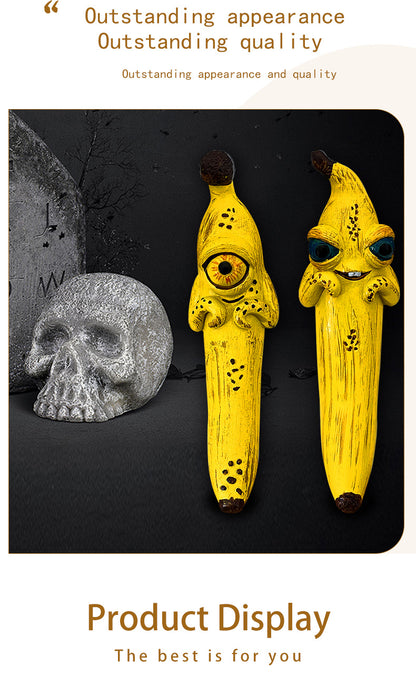 3 Pcs Style 3 Yellow Whimsical Magic Banana Monster Figurine - Quirky Resin Art Decor for Home & Party