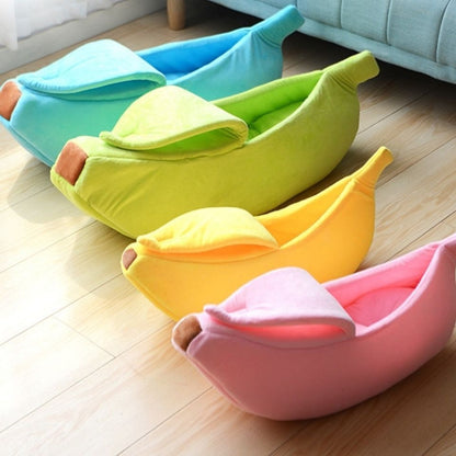 Beige Cozy Banana Peel Pet Bed - Plush & Warm Cave House for Cats & Small Dogs (Large)