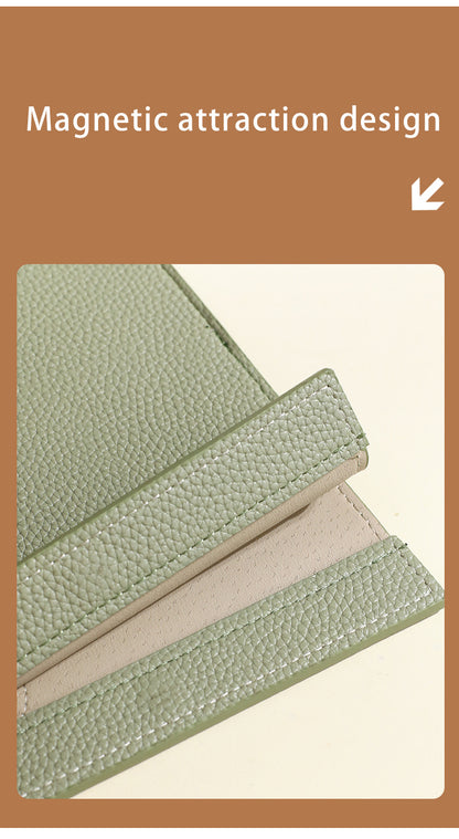 Khaki Professional A4 PU Leather Document Bag - Waterproof Handheld File Folder Portfolio for Business & Conference
