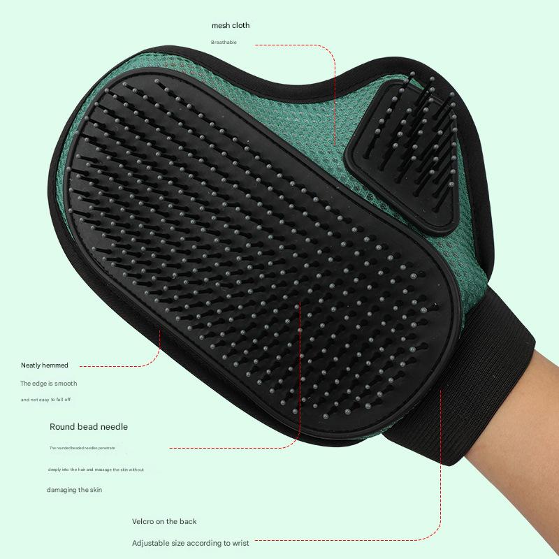 2 Pcs Grey And Black Pet Grooming Glove - Gentle Deshedding & Massage Mitt for Dogs & Cats, Efficient Fur Remover